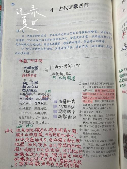 古诗歌四首,古诗歌四首七年级上册笔记-图1 古诗歌四首,古诗歌四首七年级上册笔记-图1